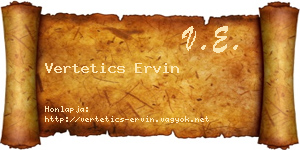 Vertetics Ervin névjegykártya